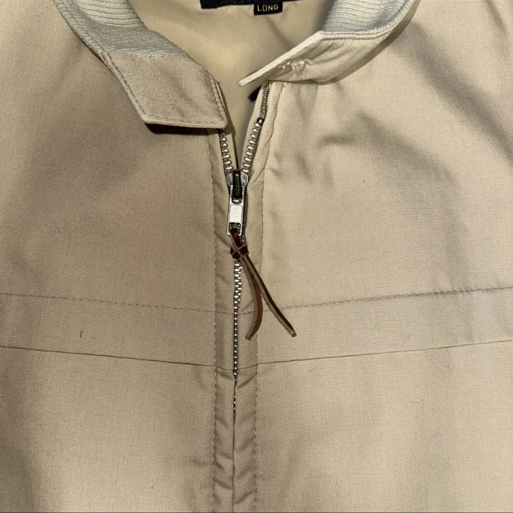 VTG 60s 70s Lakeland Elongated Zip Up Jacket Adult 46 Long Beige Lightweight